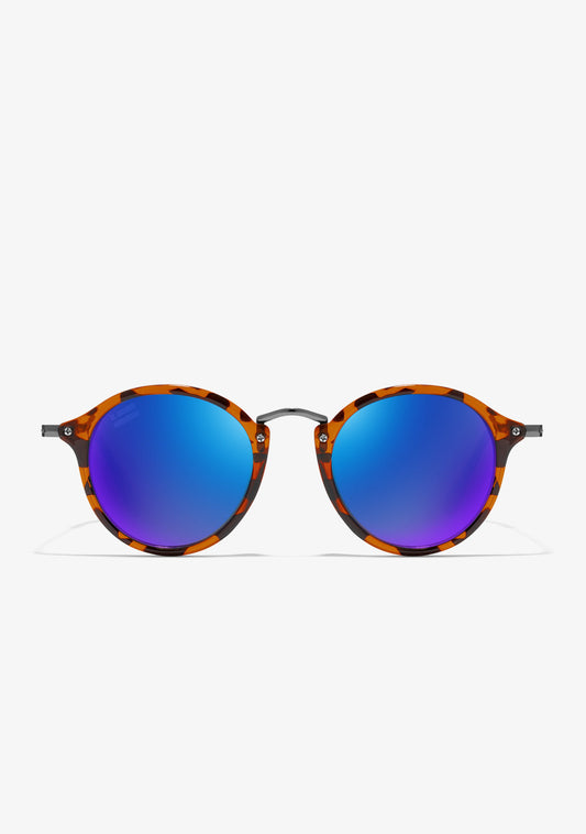 Faith – Unisex Round Tortoise Shell Sunglasses with Polarized Blue Mirrored Lenses – Stylish and UV-Protective