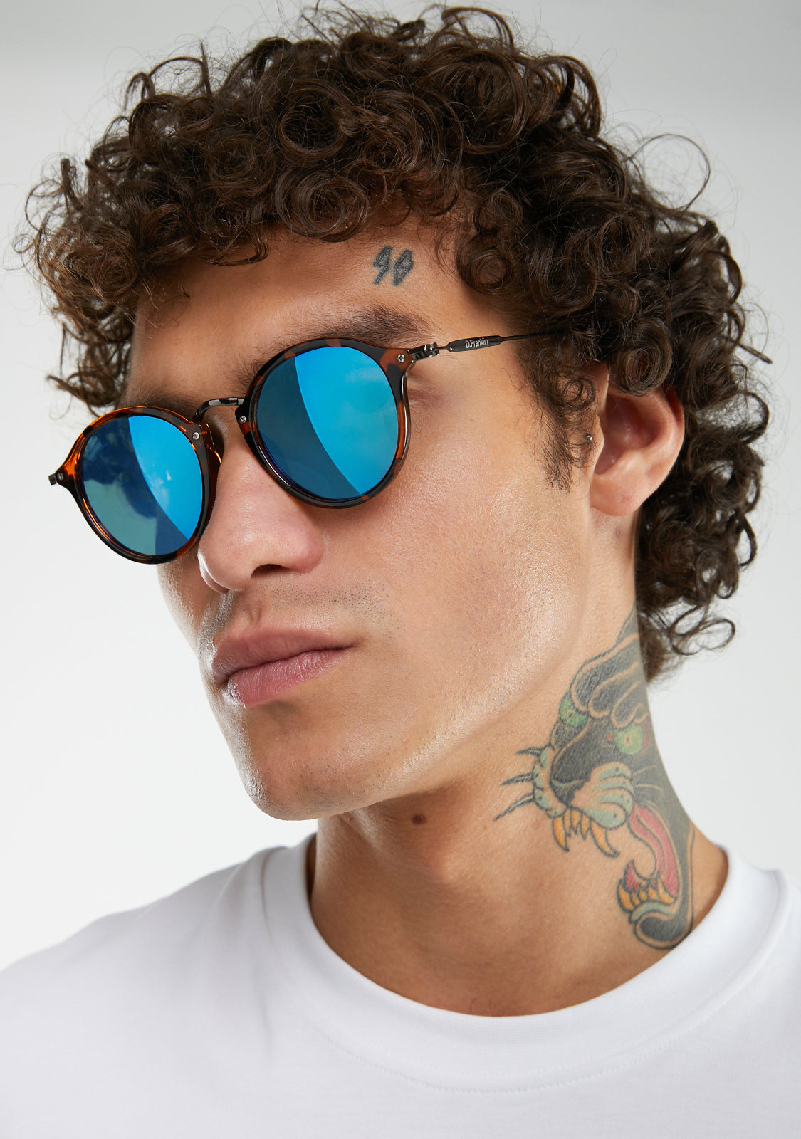 Faith – Unisex Round Tortoise Shell Sunglasses with Polarized Blue Mirrored Lenses – Stylish and UV-Protective