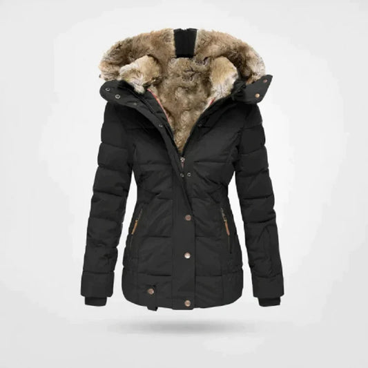 Diana – Women's Puffer Jacket with Faux Fur Lined Detachable Hood