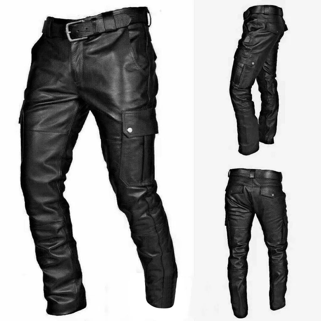 Marcus – Men's Skinny PU Leather High Waist Motorcycle Pants