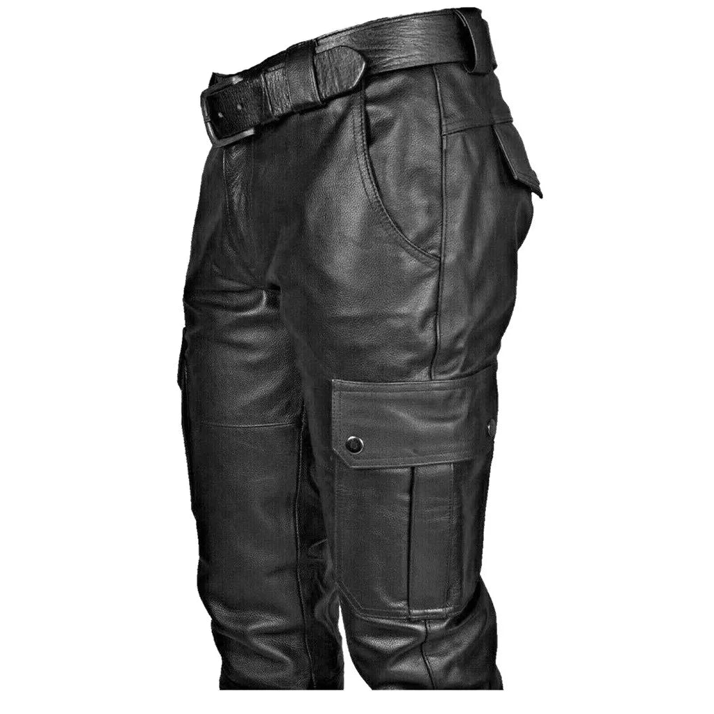 Marcus – Men's Skinny PU Leather High Waist Motorcycle Pants