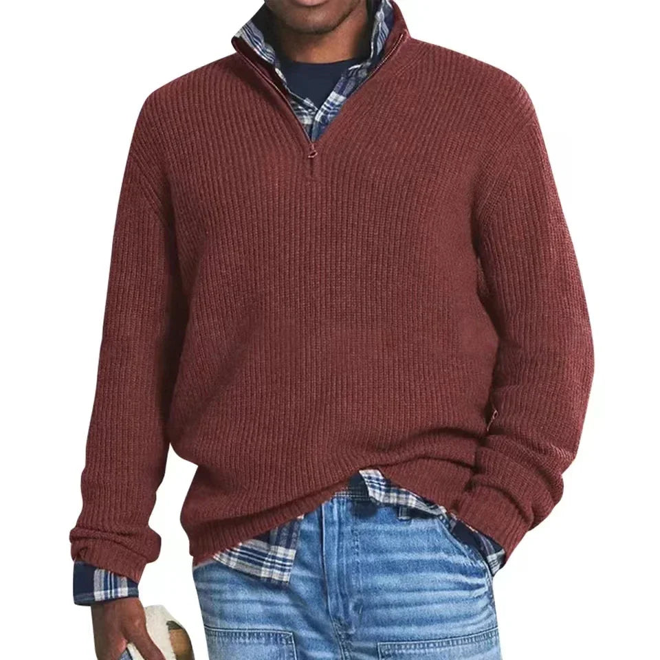 Terrence – Men's Zip-Up Sweater with Mid-High Collar