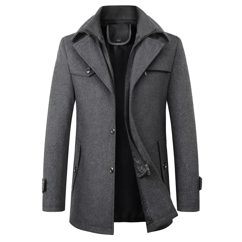 Winston – Men's Wool Blend Double-Collar Overcoat