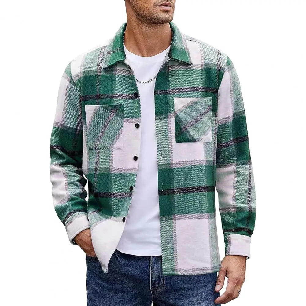 Mathew – Men's Plaid Button-Up Shirt Jacket – Casual Flannel Style with Dual Chest Pockets