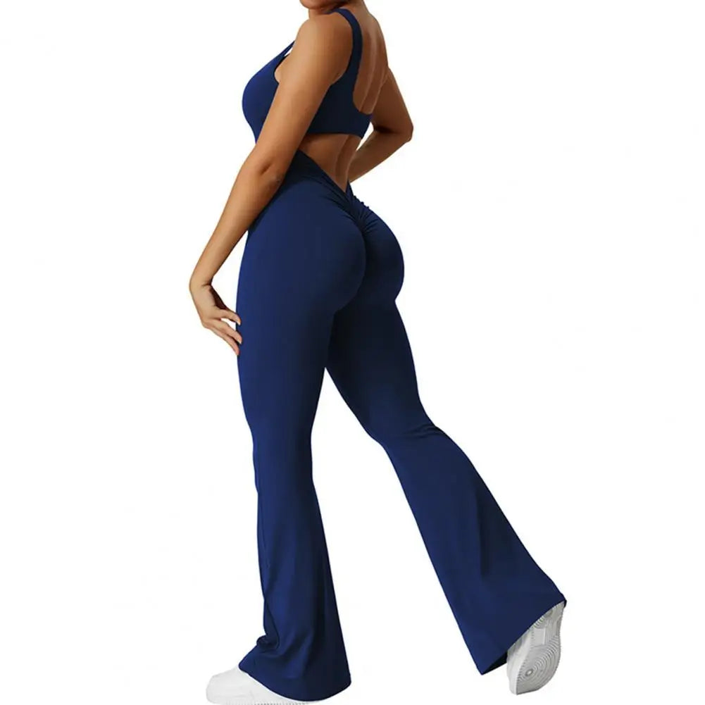 Harriet – Women's High-Waisted Flare Hem Sports Jumpsuit