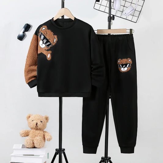 Max – Kids Long Sleeve Bear Print Boys' Sweatshirt Set