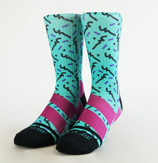 Natalie – Unisex Vibrant Crew Socks with Retro Abstract Pattern and Comfortable Fit