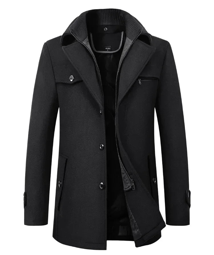 Winston – Men's Wool Blend Double-Collar Overcoat