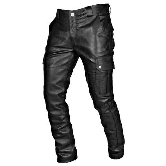 Marcus – Men's Skinny PU Leather High Waist Motorcycle Pants