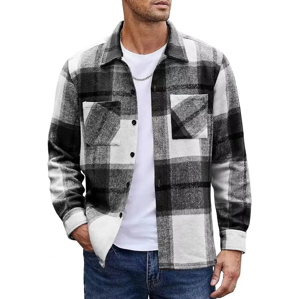 Mathew – Men's Plaid Button-Up Shirt Jacket – Casual Flannel Style with Dual Chest Pockets