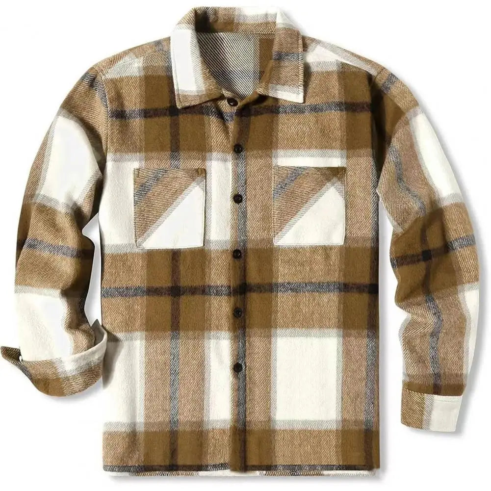 Mathew – Men's Plaid Button-Up Shirt Jacket – Casual Flannel Style with Dual Chest Pockets