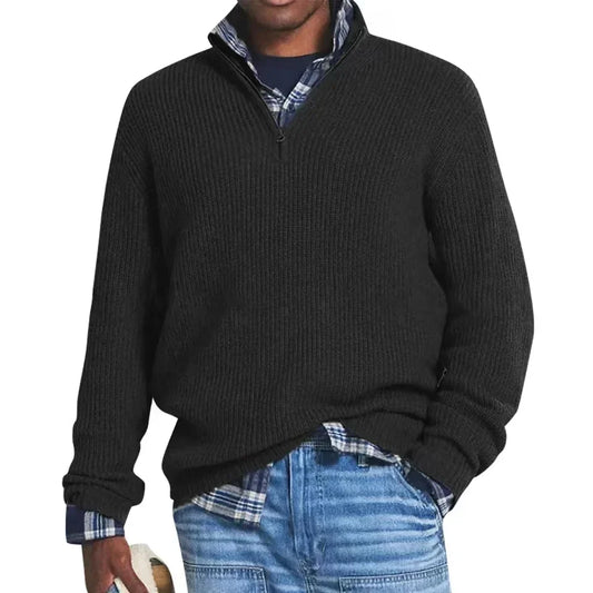 Terrence – Men's Zip-Up Sweater with Mid-High Collar