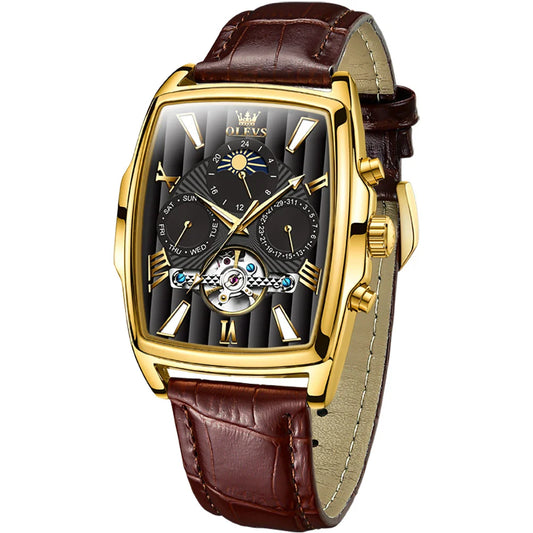 Neville – Men's Luxury Mechanical Watch with Genuine Leather Strap and Multifunctional Dial