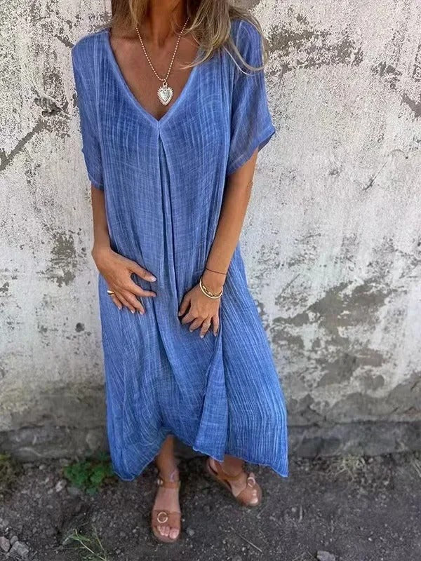 Marion – Women's V-Neck Loose-Fit Maxi Dress