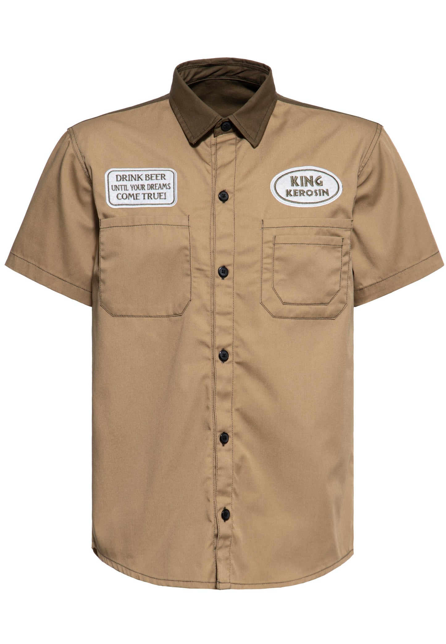 Jeffrey – Men's Short Sleeve Workwear Shirt with Beer Motif