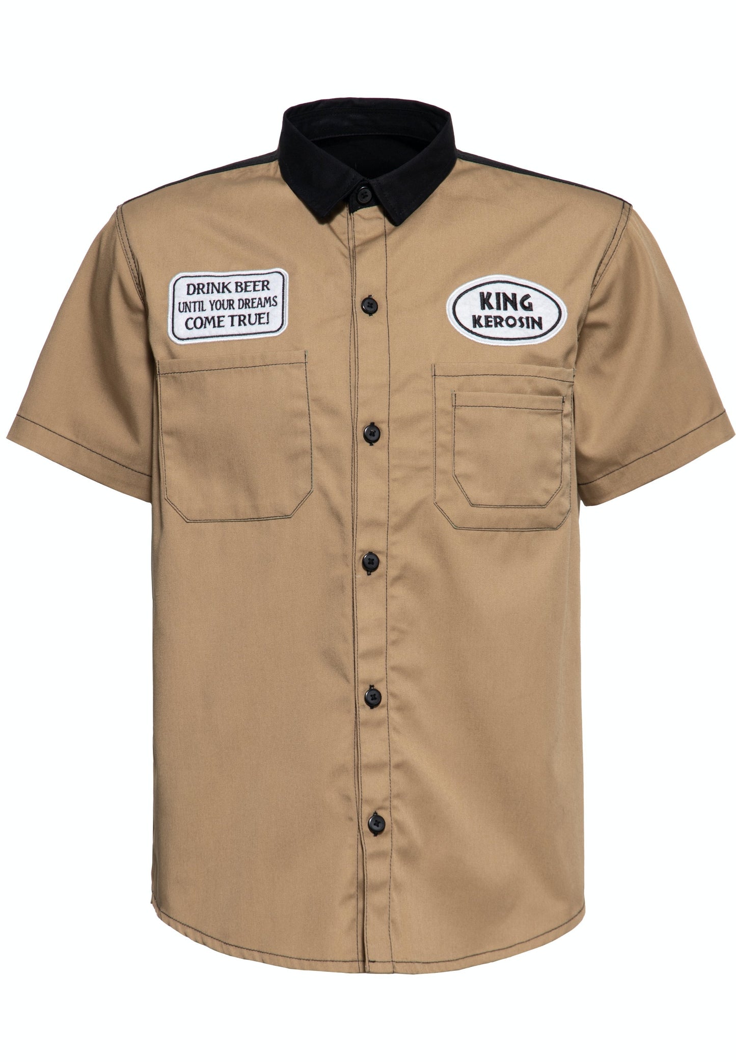 Jeffrey – Men's Short Sleeve Workwear Shirt with Beer Motif